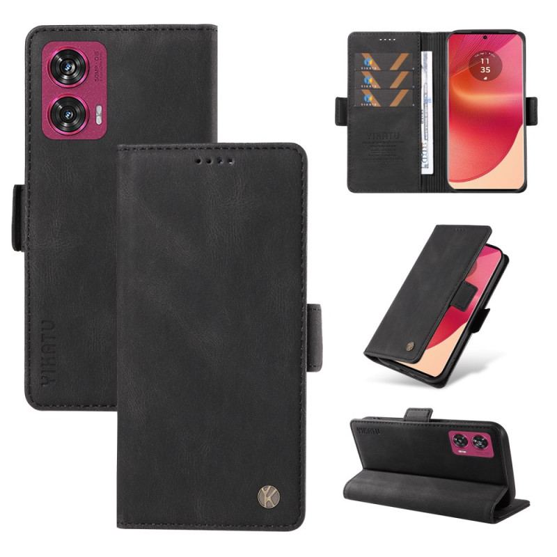 Etui Folio Motorola Edge 50 Fusion Efekt Zamszu Yikatu Etui Ochronne