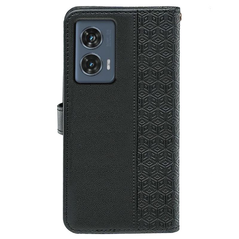 Etui Folio Motorola Edge 50 Fusion Fryz O Wzorze Sześciennym Etui Ochronne