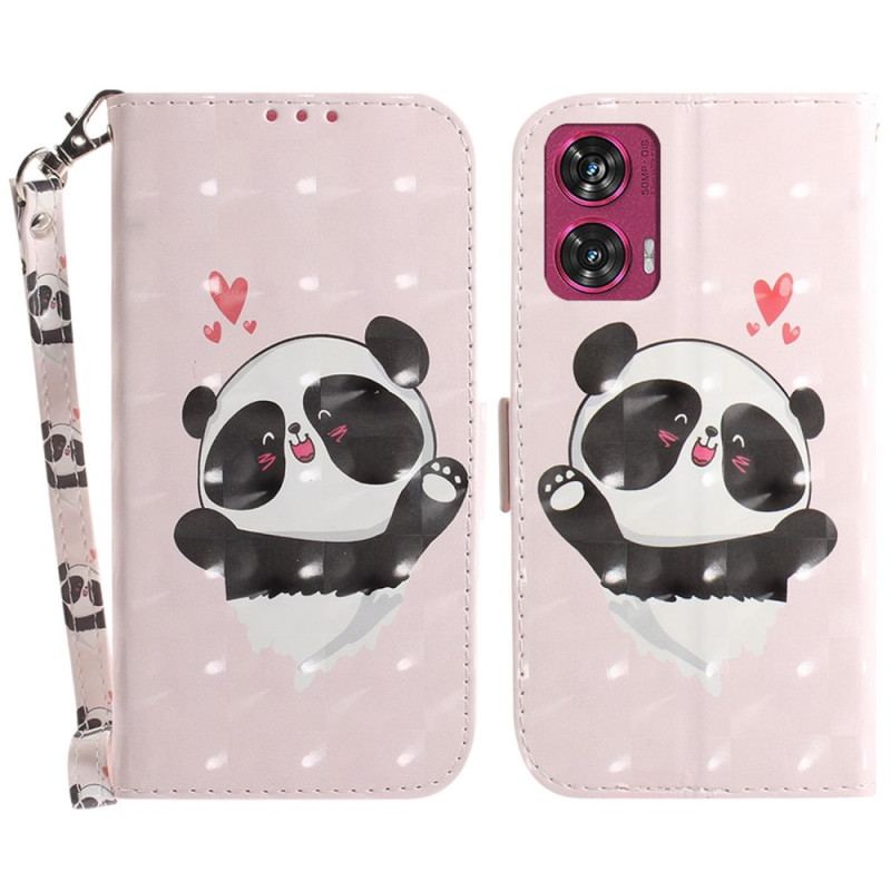 Etui Folio Motorola Edge 50 Fusion Panda Love Z Paskiem