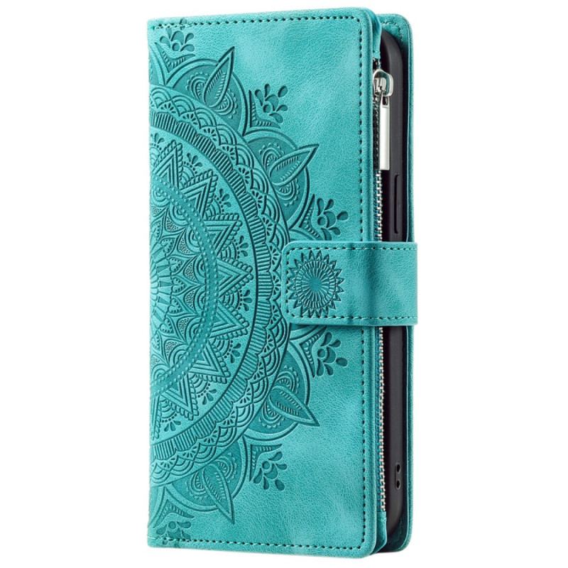 Etui Folio Motorola Edge 50 Fusion Portfel Z Efektem Zamszu W Kształcie Kwiatu Mandali