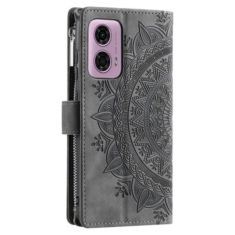 Etui Folio Motorola Edge 50 Fusion Portfel Z Efektem Zamszu W Kształcie Kwiatu Mandali