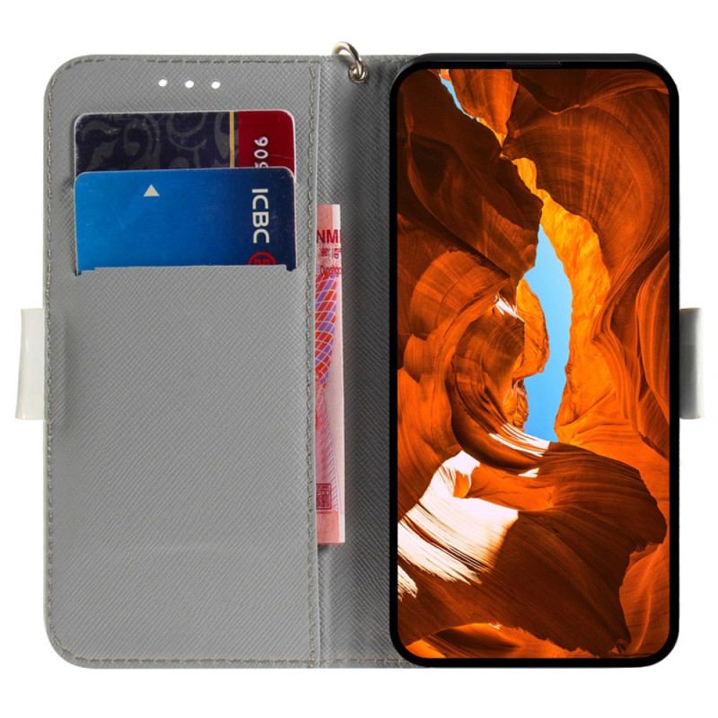 Etui Folio Motorola Edge 50 Fusion Słodki Kot Z Paskiem Etui Ochronne