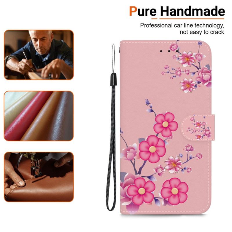 Etui Folio Motorola Edge 50 Fusion Wzór Sakura Z Paskiem