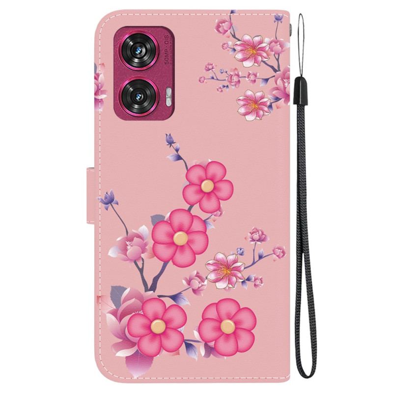 Etui Folio Motorola Edge 50 Fusion Wzór Sakura Z Paskiem