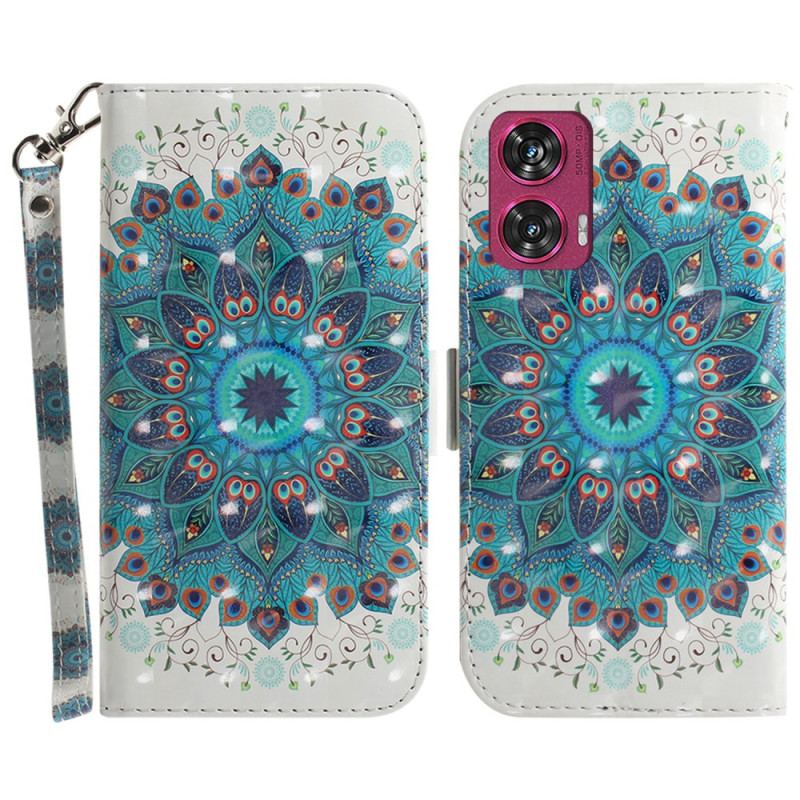 Etui Folio Motorola Edge 50 Fusion Zielona Mandala Z Paskiem