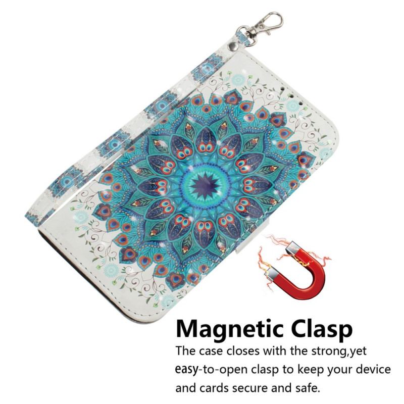 Etui Folio Motorola Edge 50 Fusion Zielona Mandala Z Paskiem