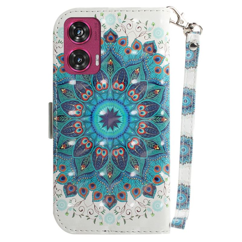 Etui Folio Motorola Edge 50 Fusion Zielona Mandala Z Paskiem