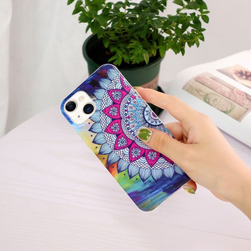 Etui do iPhone 13 Anti-fall Fluorescencyjna Kolorowa Mandala