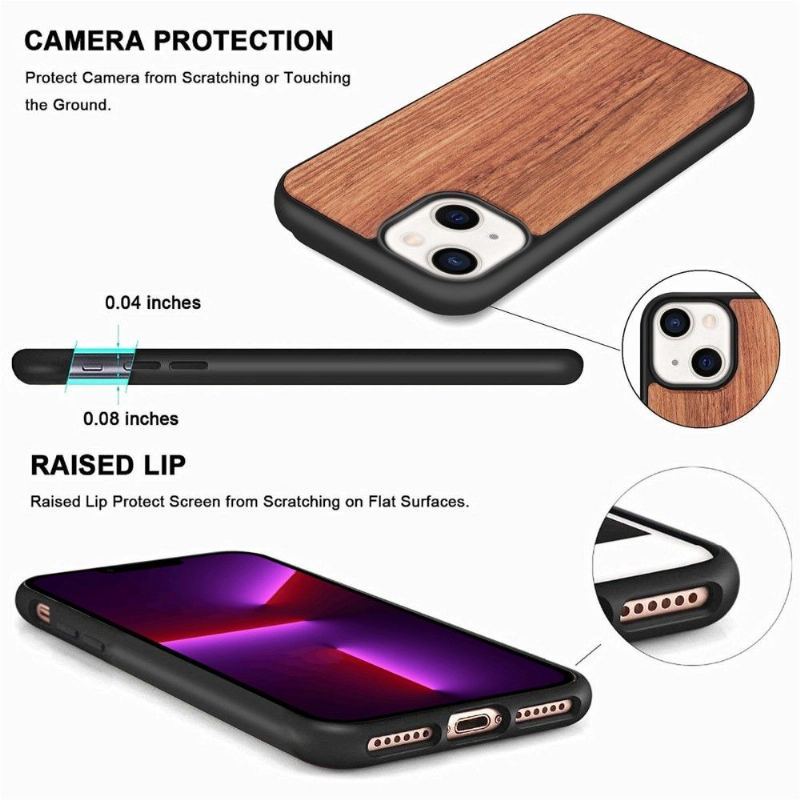 Etui do iPhone 13 Anti-fall Premium Wood - Brązowy