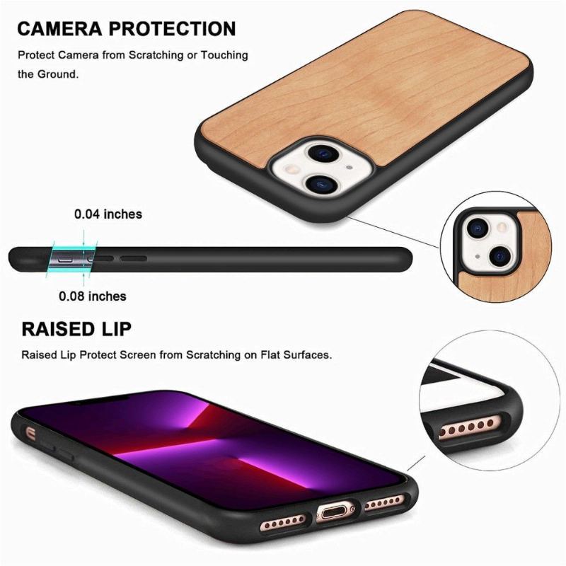 Etui do iPhone 13 Anti-fall Premium Wood - Jasnobrązowy