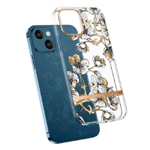 Etui do iPhone 13 Anti-fall Przeźroczysty Kwiat Gardenia