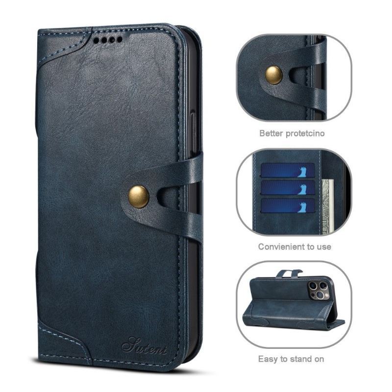 Etui do iPhone 13 Classic Suteni Szwy Z Efektem Skóry