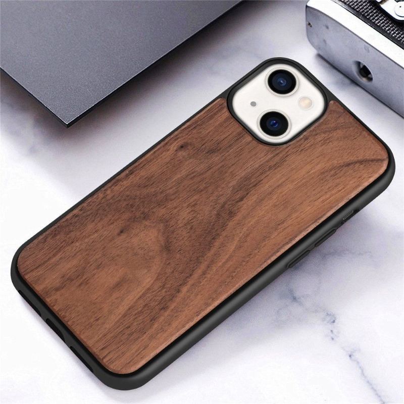 Etui do iPhone 13 Premium Wood - Ciemnobrązowy