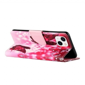 Etui Folio do iPhone 13 Classic Latające Motyle