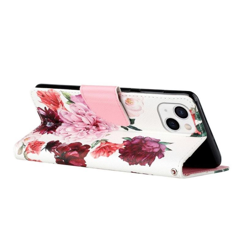 Etui Folio do iPhone 13 Classic Piwonia Kwiat