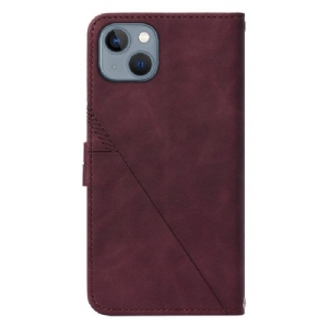 Etui Folio do iPhone 13 Classic Skórzany Efekt Geometryczny Wzór