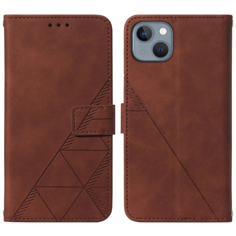 Etui Folio do iPhone 13 Classic Skórzany Efekt Geometryczny Wzór