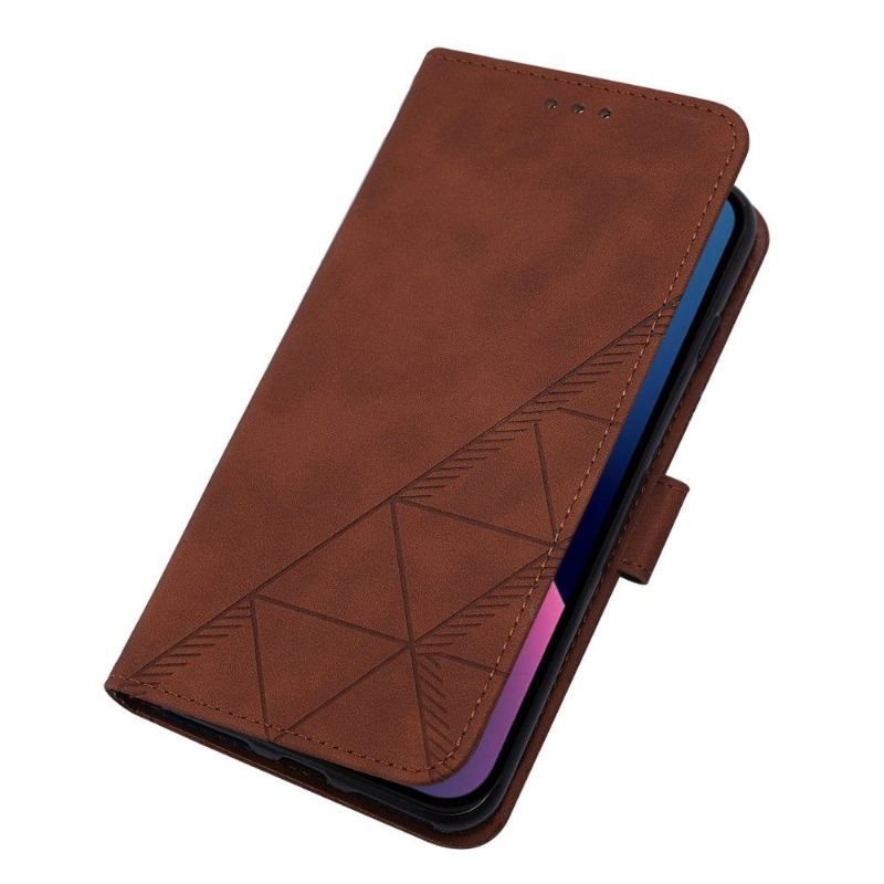 Etui Folio do iPhone 13 Classic Skórzany Efekt Geometryczny Wzór