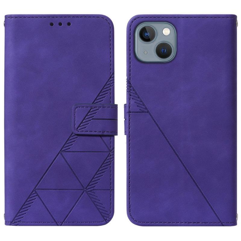 Etui Folio do iPhone 13 Classic Skórzany Efekt Geometryczny Wzór