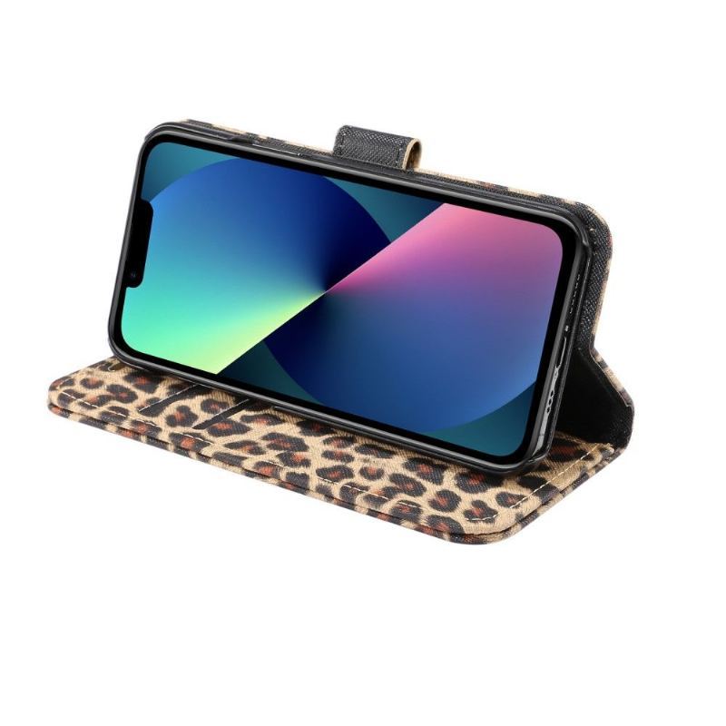 Etui Folio do iPhone 13 Classic Steel Leopard