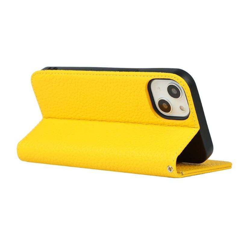 Etui Folio do iPhone 13 Classic Ziarnista Skóra Z Paskiem