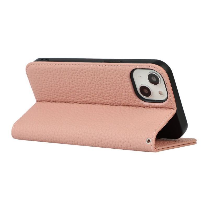 Etui Folio do iPhone 13 Classic Ziarnista Skóra Z Paskiem