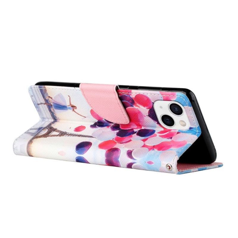 Etui Folio do iPhone 13 Dziewczyna Z Balonem Na Wieży Eiffla