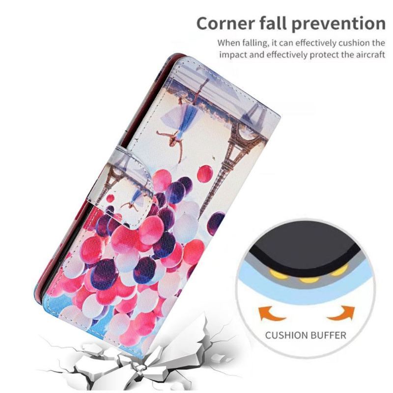 Etui Folio do iPhone 13 Dziewczyna Z Balonem Na Wieży Eiffla