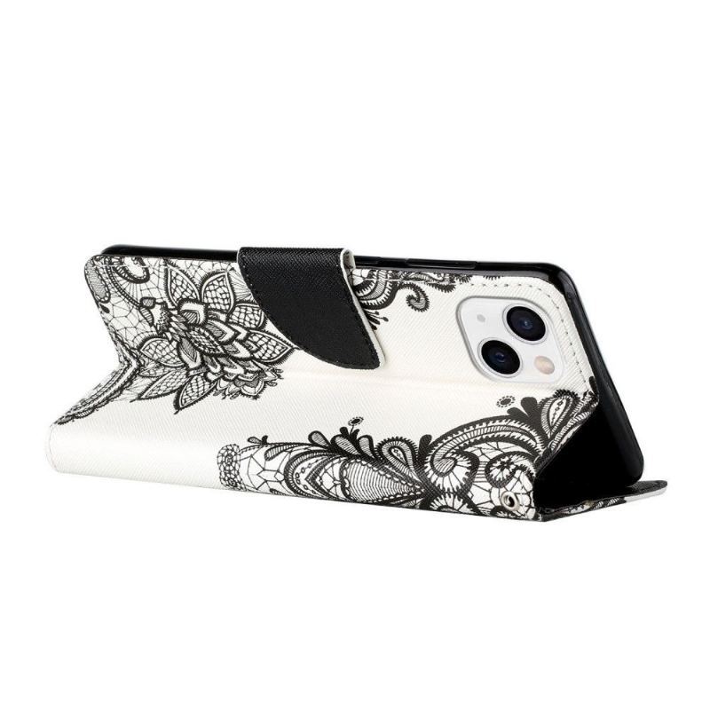 Etui Folio do iPhone 13 Kwiaty Koronki