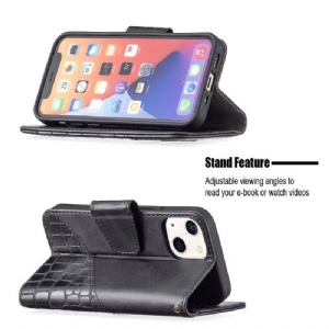 Etui Folio do iPhone 13 Obrzeża Croc Aspect Efekt Skóry