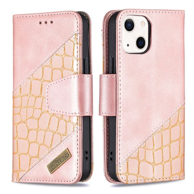 Etui Folio do iPhone 13 Obrzeża Croc Aspect Efekt Skóry