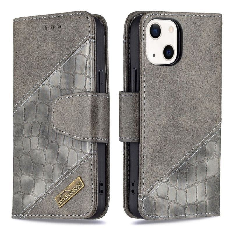 Etui Folio do iPhone 13 Obrzeża Croc Aspect Efekt Skóry