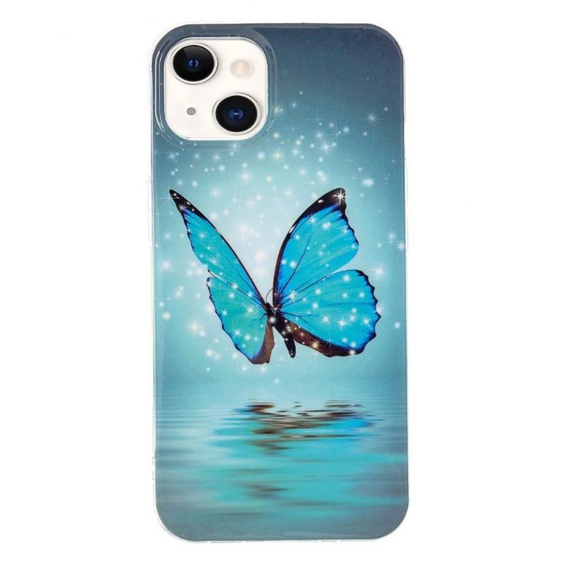 Futerały do iPhone 13 Obrzeża Fluorescencyjny Niebieski Motyl