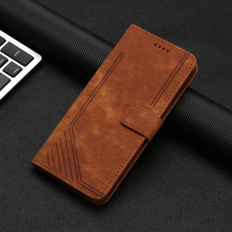 Etui Folio Do Oppo Reno 12f 5g Linie Z Efektem Zamszu