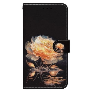 Etui Folio Do Oppo Reno 12f 5g Złota Piwonia Z Paskiem