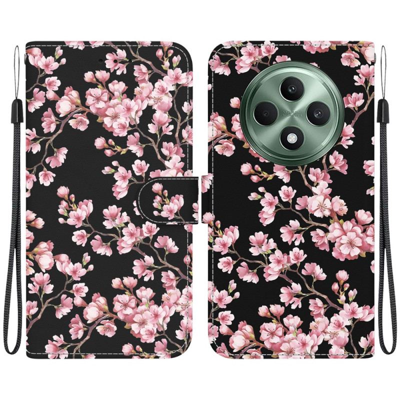 Etui Folio Oppo Reno 12f 5g Kwiaty Śliwy Z Paskiem