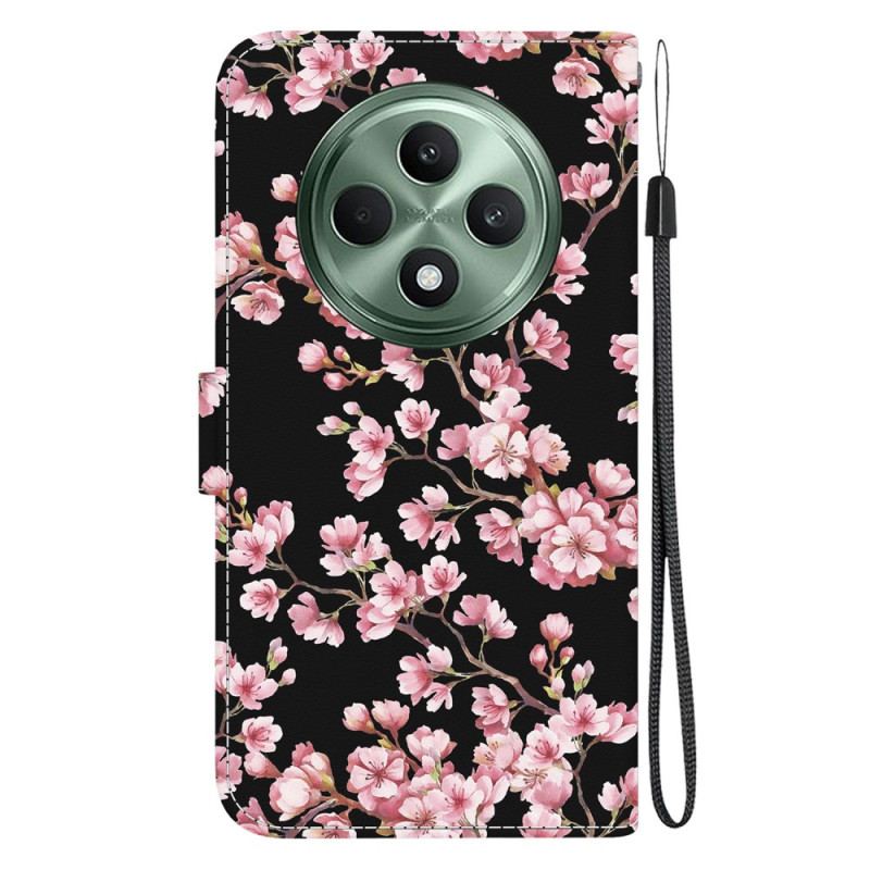 Etui Folio Oppo Reno 12f 5g Kwiaty Śliwy Z Paskiem