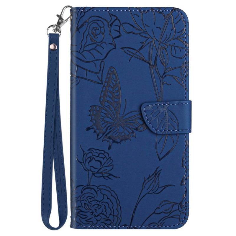 Etui Folio Oppo Reno 12f 5g Nadruk W Kształcie Motyla Z Paskiem Etui Ochronne