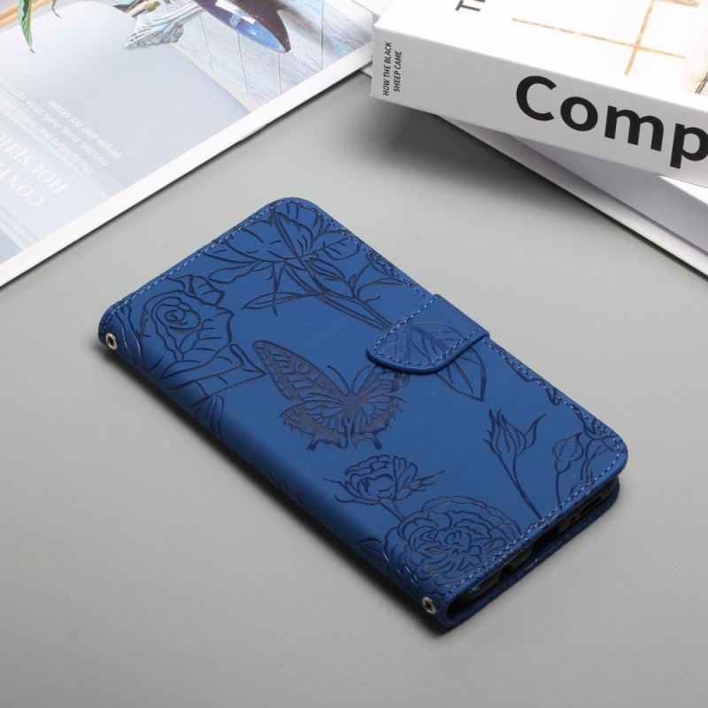 Etui Folio Oppo Reno 12f 5g Nadruk W Kształcie Motyla Z Paskiem Etui Ochronne