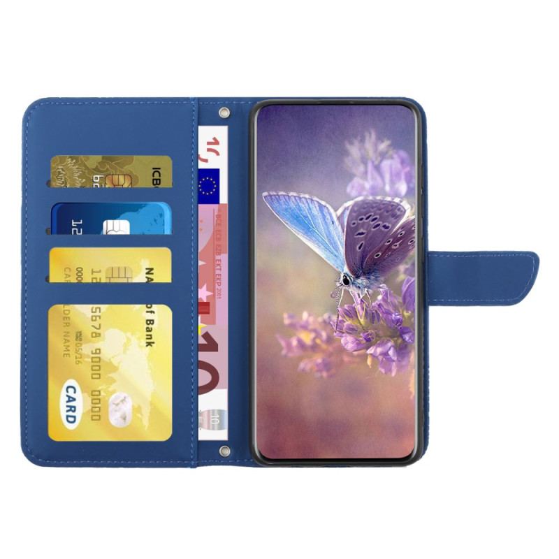 Etui Folio Oppo Reno 12f 5g Nadruk W Kształcie Motyla Z Paskiem Etui Ochronne