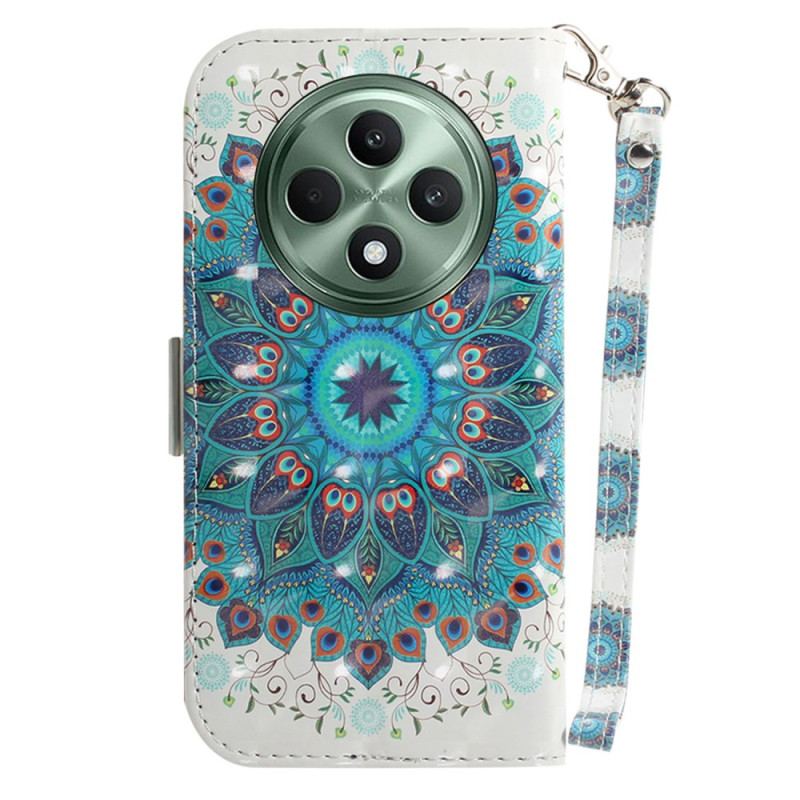 Etui Folio Oppo Reno 12f 5g Zielona Mandala Z Paskiem