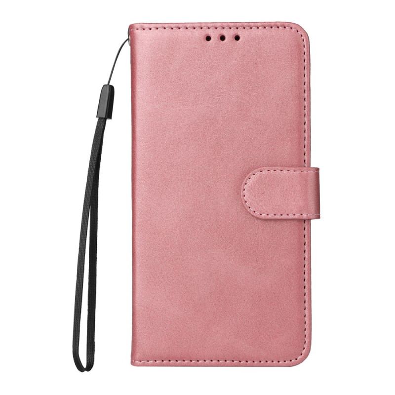 Etui Folio Oppo Reno 12f 5g Zwykła Sztuczna Skóra Z Paskiem Etui Ochronne