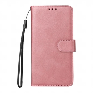 Etui Folio Oppo Reno 12f 5g Zwykła Sztuczna Skóra Z Paskiem Etui Ochronne