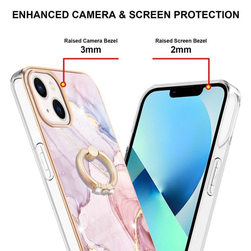 Etui do iPhone 15 Plus Styl Marmurowy Z Pierścieniem Podporowym