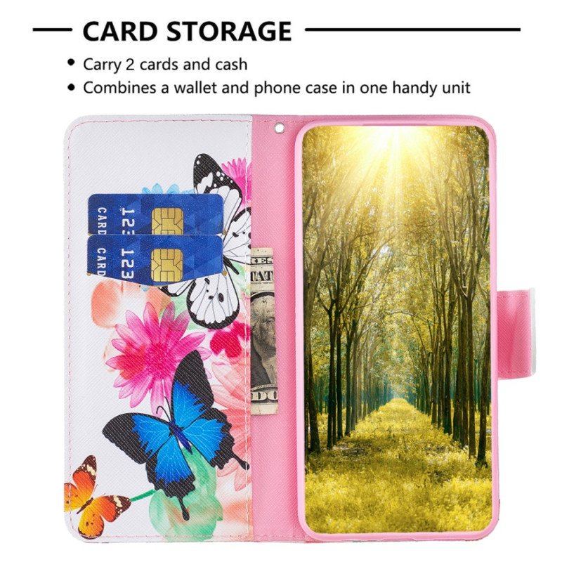 Etui Folio do iPhone 15 Plus Akwarela Motyle