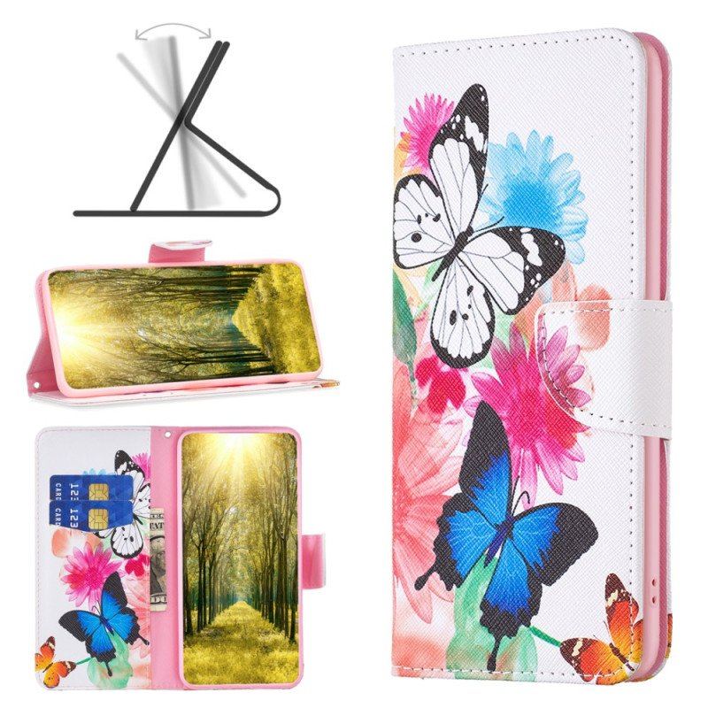 Etui Folio do iPhone 15 Plus Akwarela Motyle