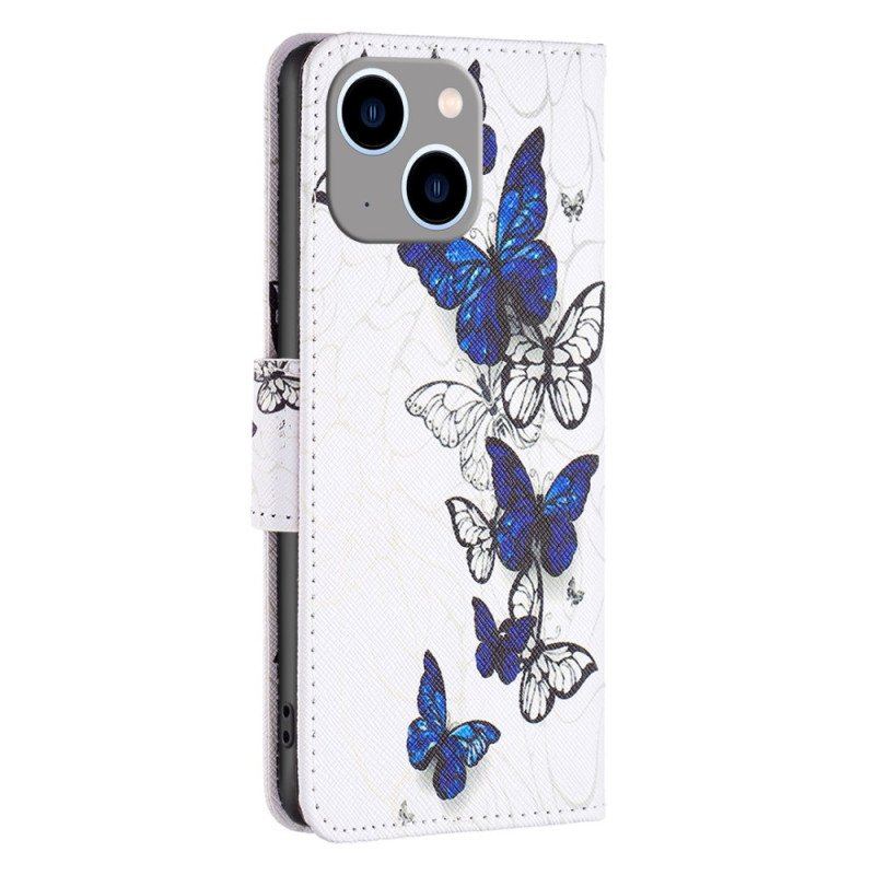 Etui Folio do iPhone 15 Plus Kolorowe Motyle