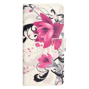 Etui Folio do iPhone 15 Plus Tropikalne Kwiaty