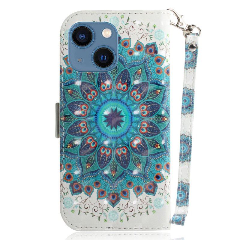 Etui Folio do iPhone 15 Plus z Łańcuch Mandala Z Paskiem