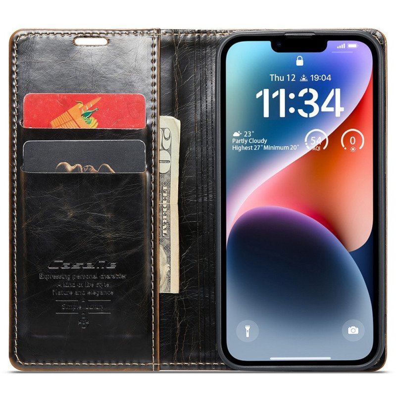 Etui Na Telefon do iPhone 15 Plus Etui Folio Caseme Woskowana Imitacja Skóry